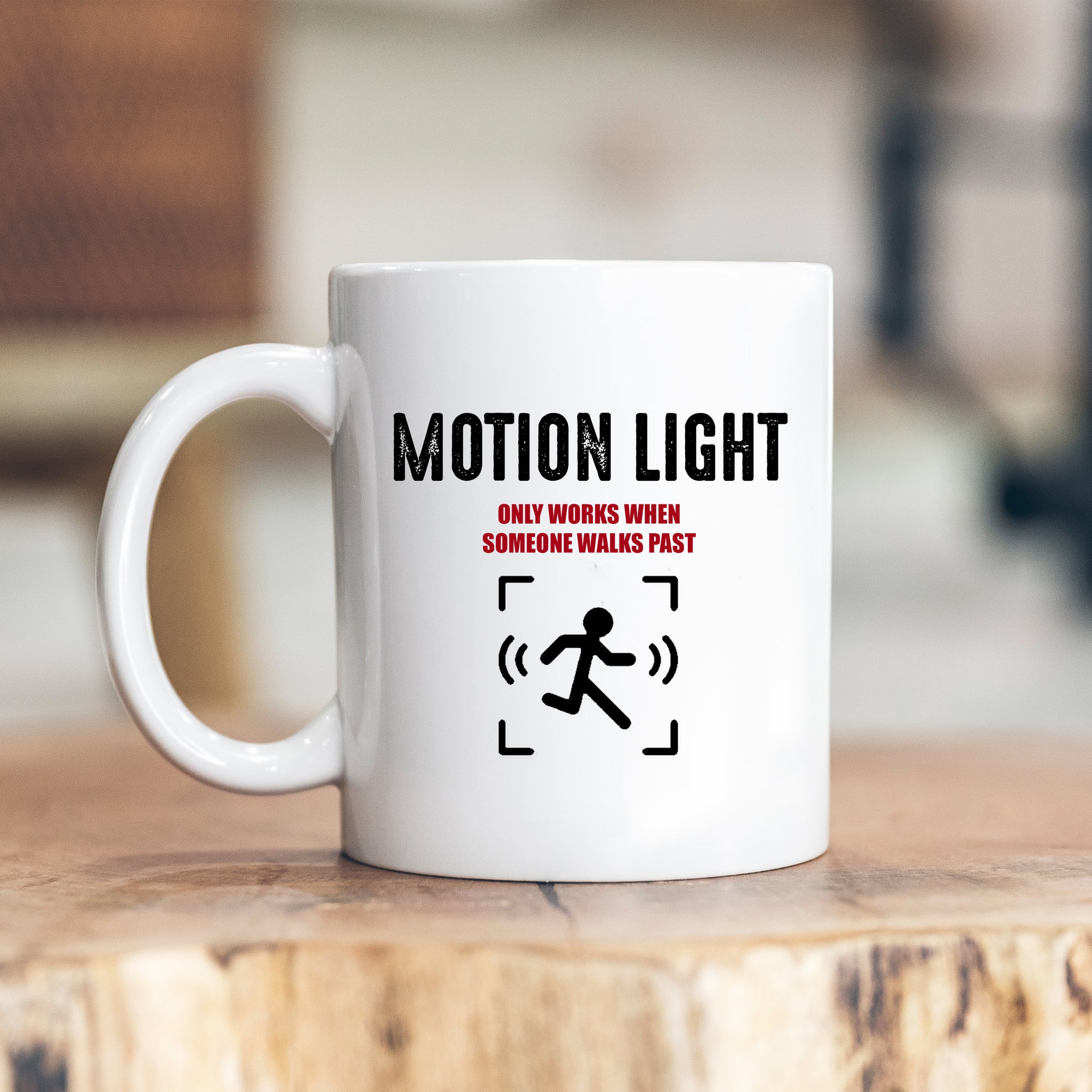 Motion Light Only Works When Someone Walks Past, Funny Offensive Birthday Gift for Tradesman or Office Colleague, Personalised Mug