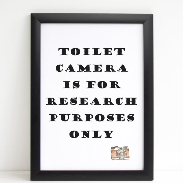 Toilet Camera Joke, Funny Home Gift, Bathroom Print/Poster