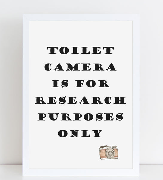 Toilet Camera Joke, Funny Home Gift, Bathroom Print/Poster
