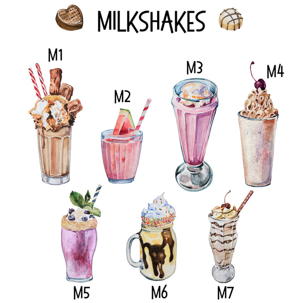 Milkshake Family Print, Personalised Desserts Wall Art Gift