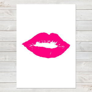 Lips Print, Pink Lipstick Impression, Home Decor, Bedroom, Salon Print