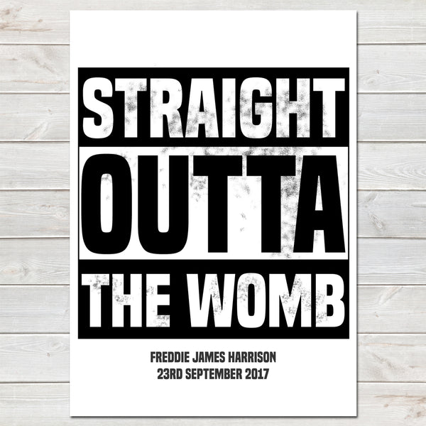 'Straight Outta Compton' Personalised New Baby, Birth Announcement Print
