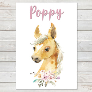 Beautiful Foal Name Print, Personalised Horse Print for Kids