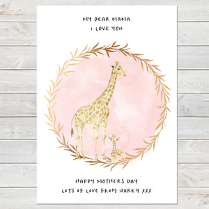 Dear Mama Cute Giraffes, Mummy & Baby Print, Mother's Day Gift