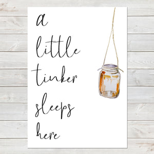 Little Tinker Sleeps Here, Nursery Gift, Bedroom Print