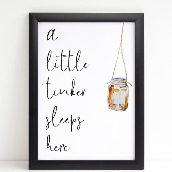 Little Tinker Sleeps Here, Nursery Gift, Bedroom Print