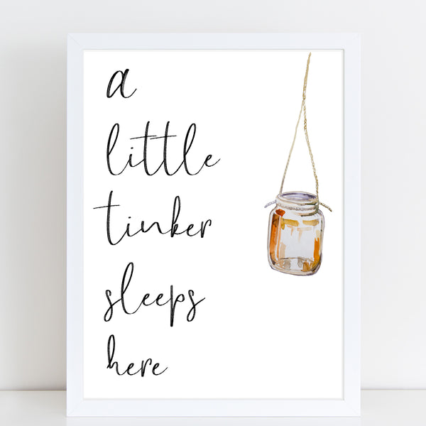 Little Tinker Sleeps Here, Nursery Gift, Bedroom Print