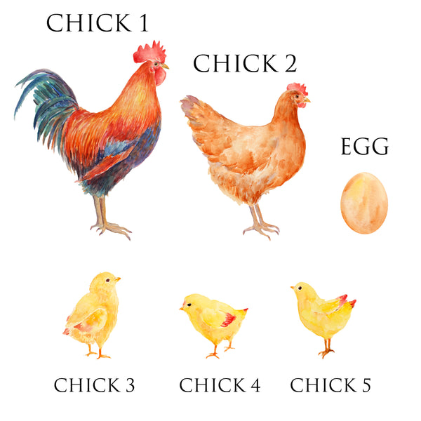Chicken Family Print, Personalised Wall Art Gift for Home