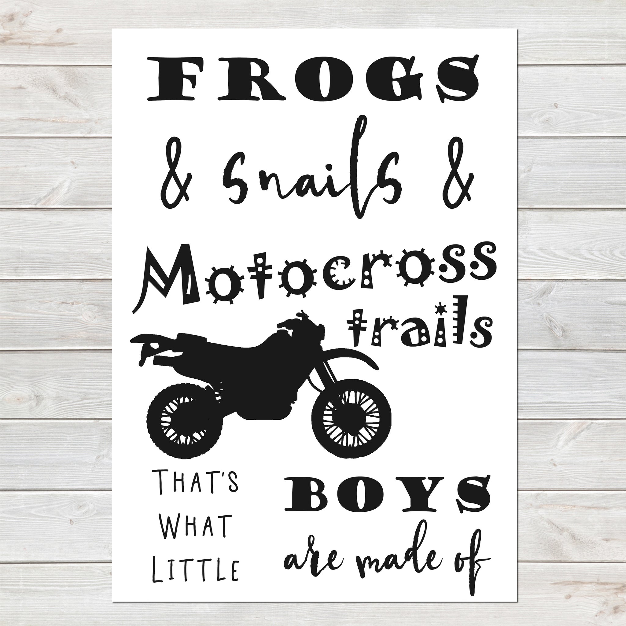 Motocross Print, Poem Poster for Boys Bedroom, Bike/Motorsports Theme A4 of A3