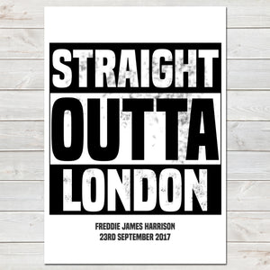 'Straight Outta Compton' Personalised New Baby, Birth Announcement Print