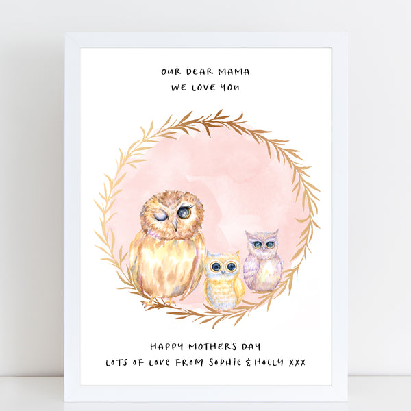 Dear Mama Cute Owls, Mummy & Baby Print, Mother's Day Gift