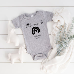 Little Miracle, Personalised Short Sleeve Baby Bodysuit, Heather Grey Vest