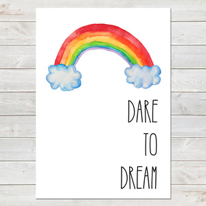 Dare to Dream, Rainbow Baby Nursery Print