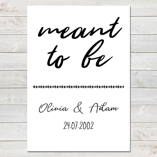 Meant To Be, Personalised Couples Print, Wedding / Anniversary Gift