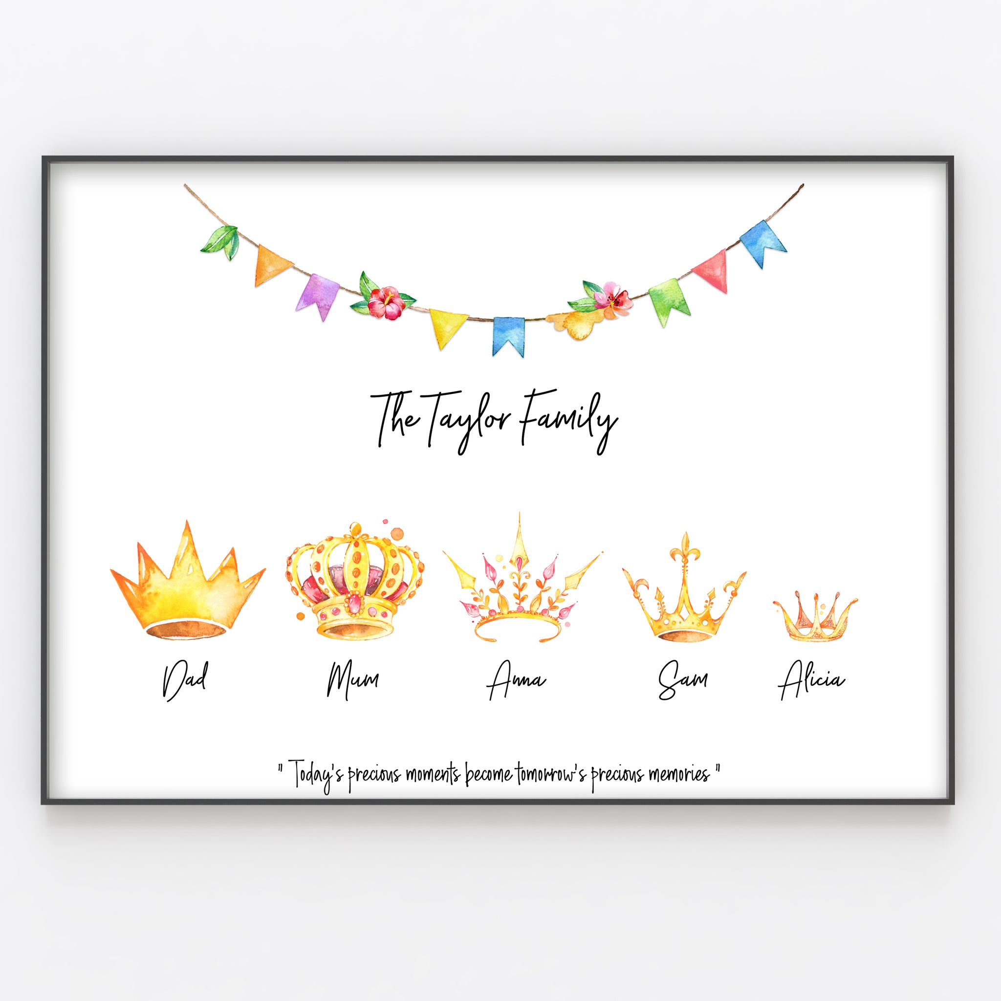 Crown Family Print Personalised Wall Art Gift…