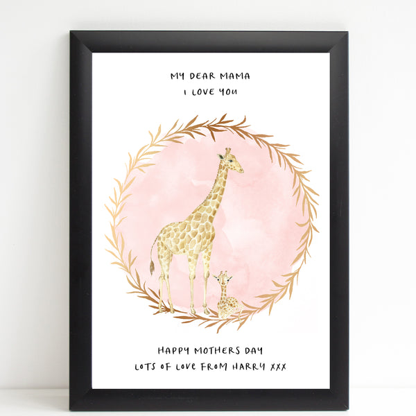 Dear Mama Cute Giraffes, Mummy & Baby Print, Mother's Day Gift