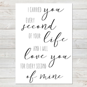 I Carried You Quote, Baby Loss Remembrance Bereavement Print