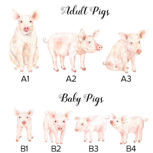 Pig Family Print, Wall Art Gift for Home, Personalised