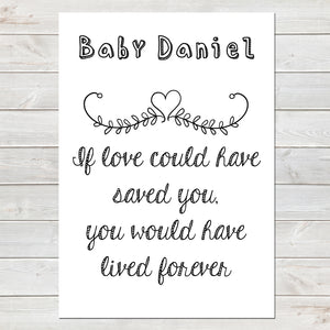 If Love Could Have Saved You Quote, Baby Loss Remembrance Personalised Print