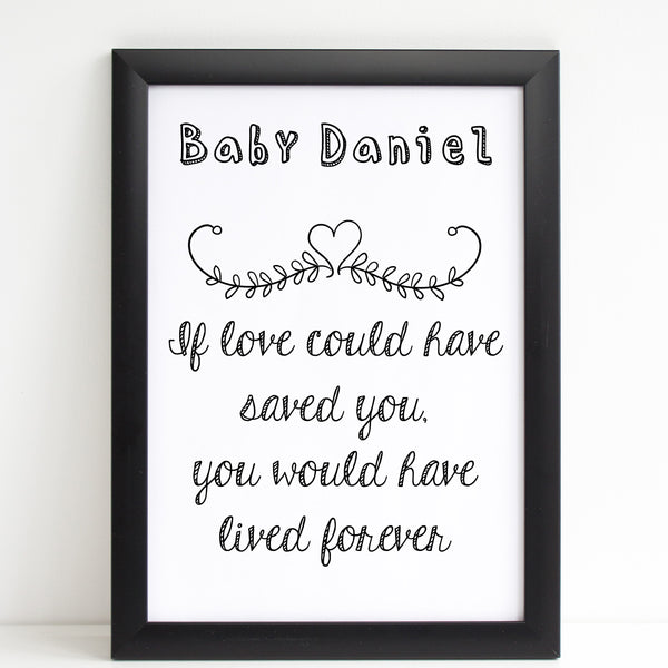 If Love Could Have Saved You Quote, Baby Loss Remembrance Personalised Print