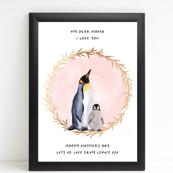 Dear Mama Cute Penguins, Mummy & Baby Print, Mother's Day Gift