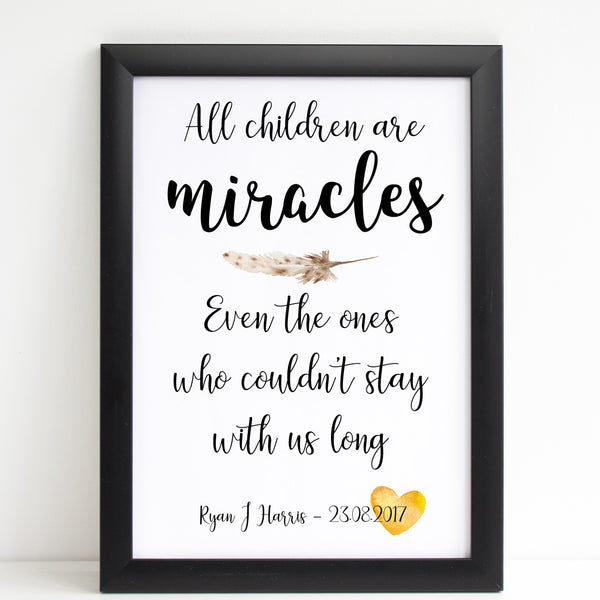 All Children Are Miracles, Baby Loss Remembrance Personalised Print