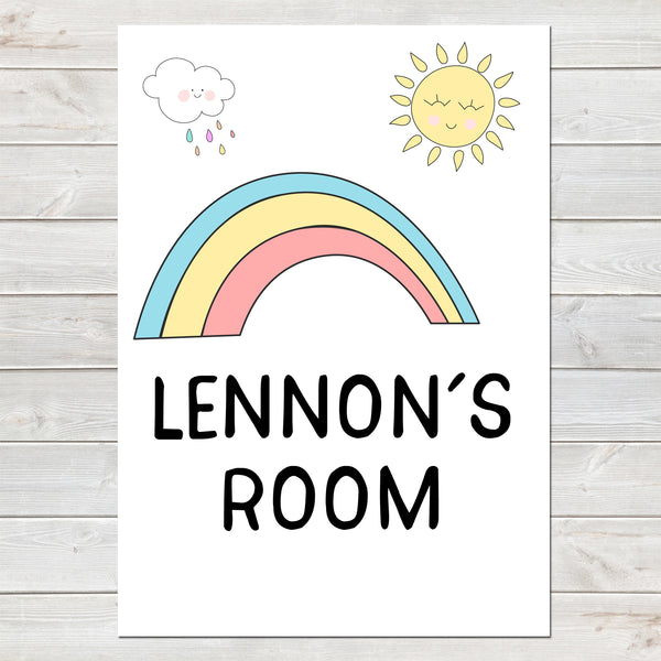 Rainbow Baby Room Sign, New Arrival Personalised Nursery Poster