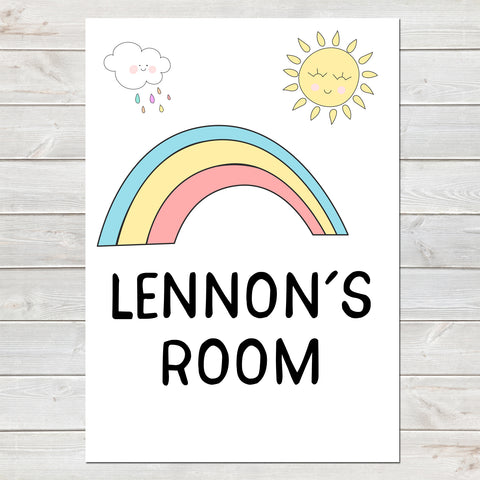 Rainbow Baby Room Sign, New Arrival Personalised Nursery Poster