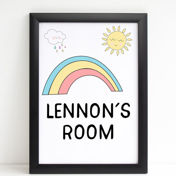 Rainbow Baby Room Sign, New Arrival Personalised Nursery Poster