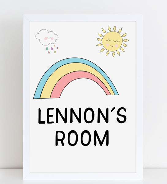 Rainbow Baby Room Sign, New Arrival Personalised Nursery Poster