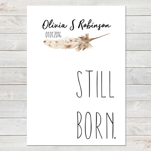 Still Born, Baby Loss Remembrance Personalised Print