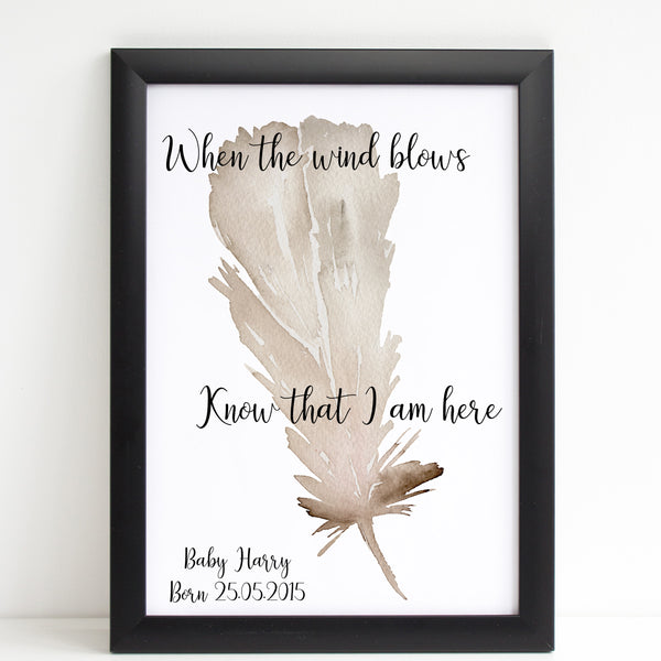 When The Wind Blows, Baby Loss Remembrance Personalised Print