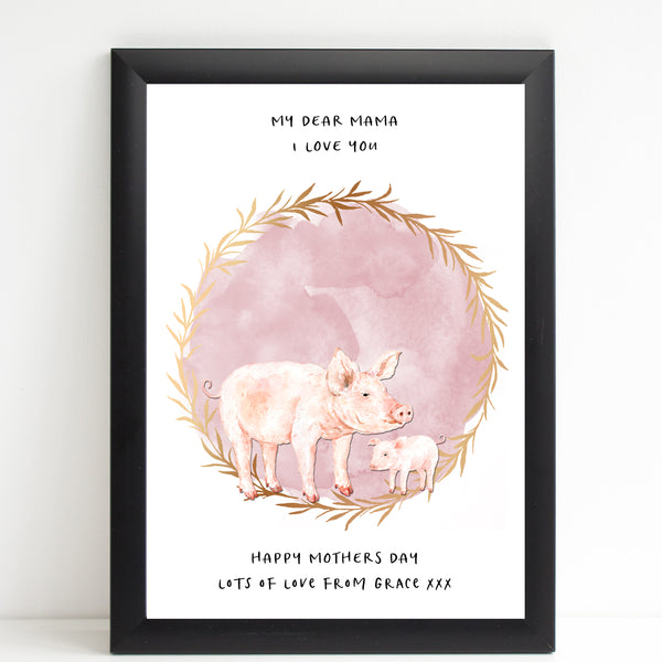 Dear Mama Cute Pigs, Mummy & Baby Print, Mother's Day Gift