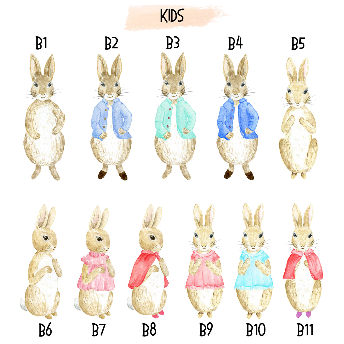 Rabbits / Bunnies Family Print, Wall Art Gift for Home Personalised ...