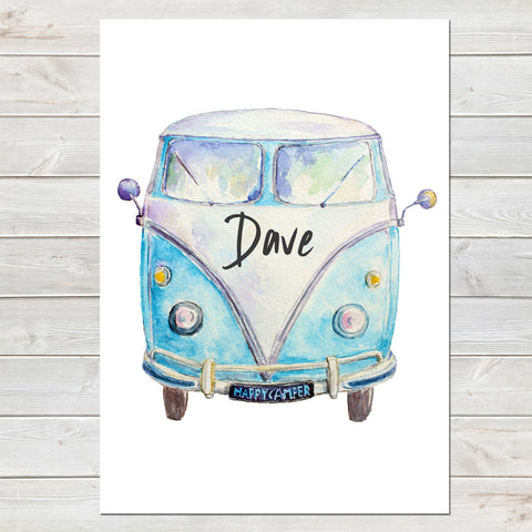 Personalised Campervan Print, Birthday Gift, Custom Home Decor