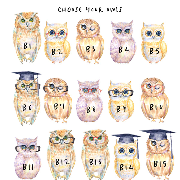Owls Family Print Personalised Wall Art Gift for Home