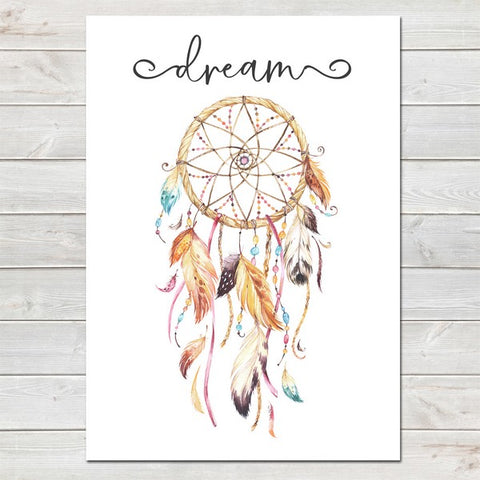 Boho Style Dreamcatcher Illustration, Dream Print, Nursery Decor