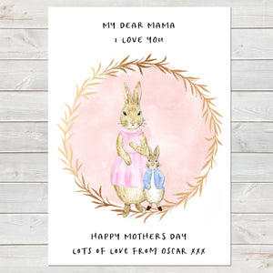Dear Mama Cute Rabbits, Mummy & Baby Print, Mother's Day Gift