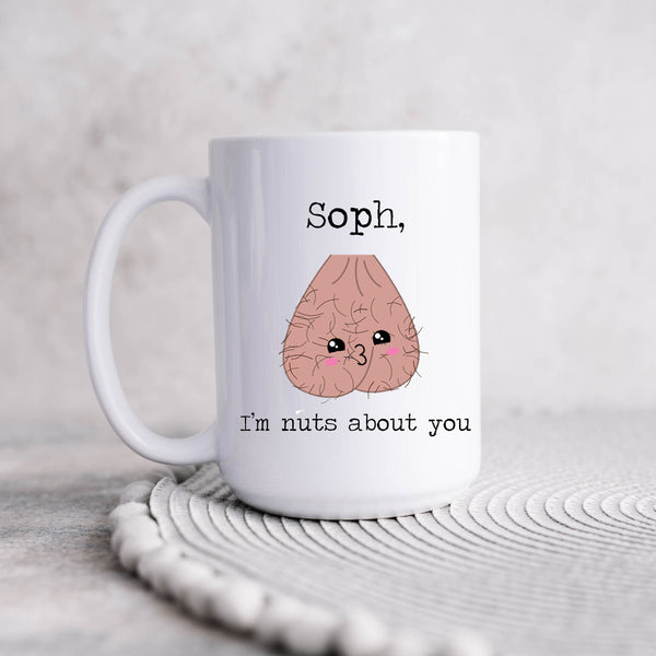 Nuts About You - Funny Girlfriend / Boyfriend Valentines Personalised Gift Mug 11oz or 15oz