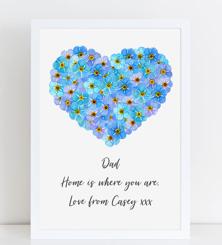 Fathers Day Print Floral Heart Personalised Poster Gift