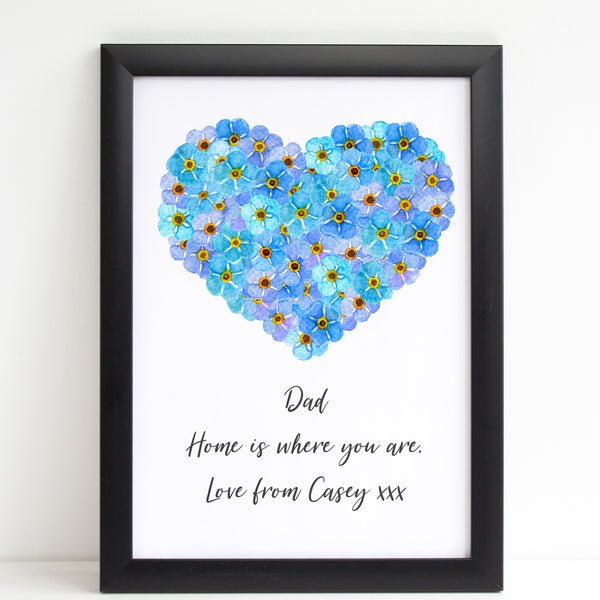 Fathers Day Print Floral Heart Personalised Poster Gift