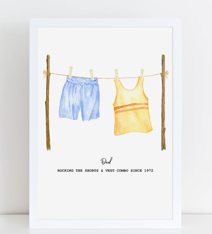 Father's Day Washing Line Print Unique Personalised Wall Art Gift For Him