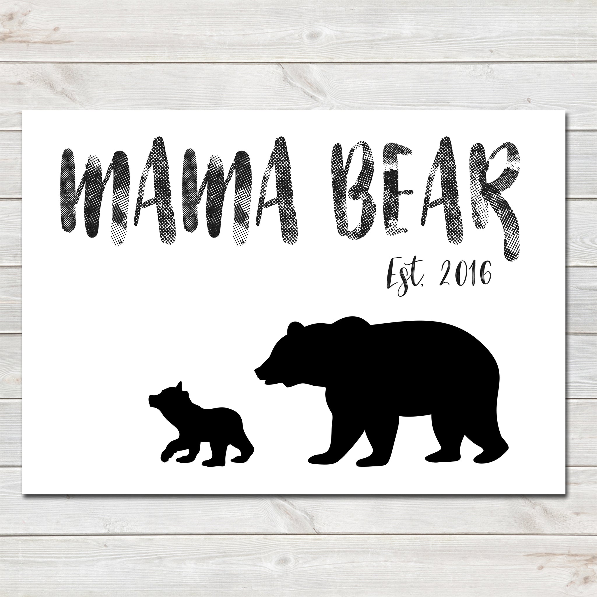 Mama Bear One Cub Sentimental Print / Poster / Gift • Customisable