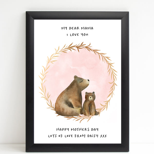 Dear Mama Cute Bears, Mummy & Baby Print, Mother's Day Gift