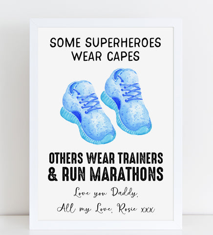 Fathers Day Print Funny Superhero Trainers Personalised Gift for Him