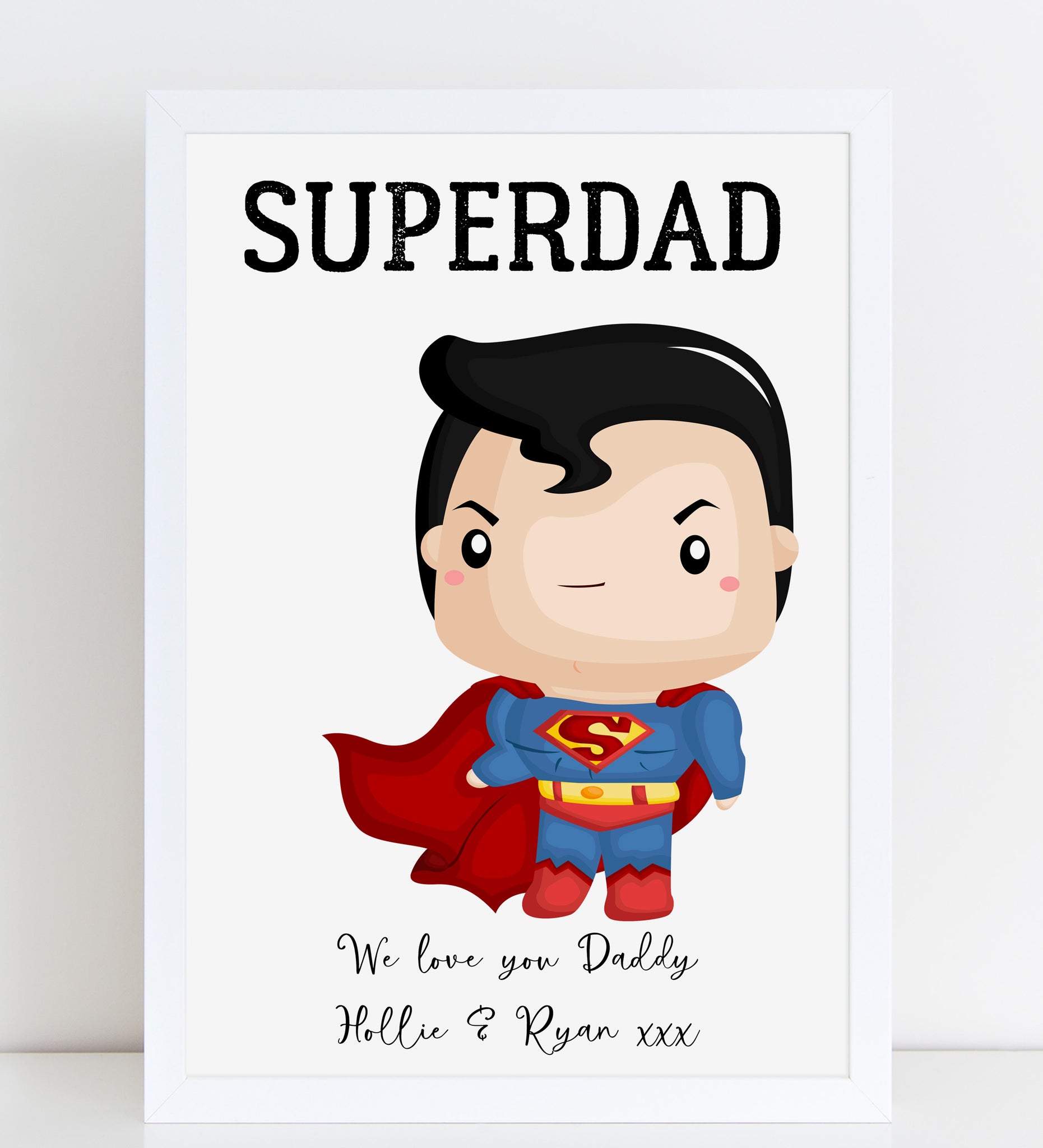 Fathers Day Print Superhero Superdad Personalised Poster Gift for Him