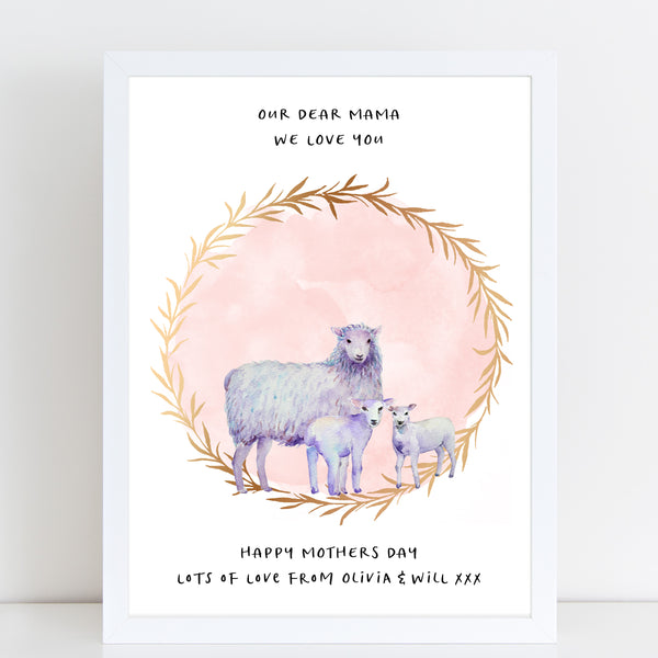 Dear Mama Cute Sheep, Mummy & Baby Print, Mother's Day Gift