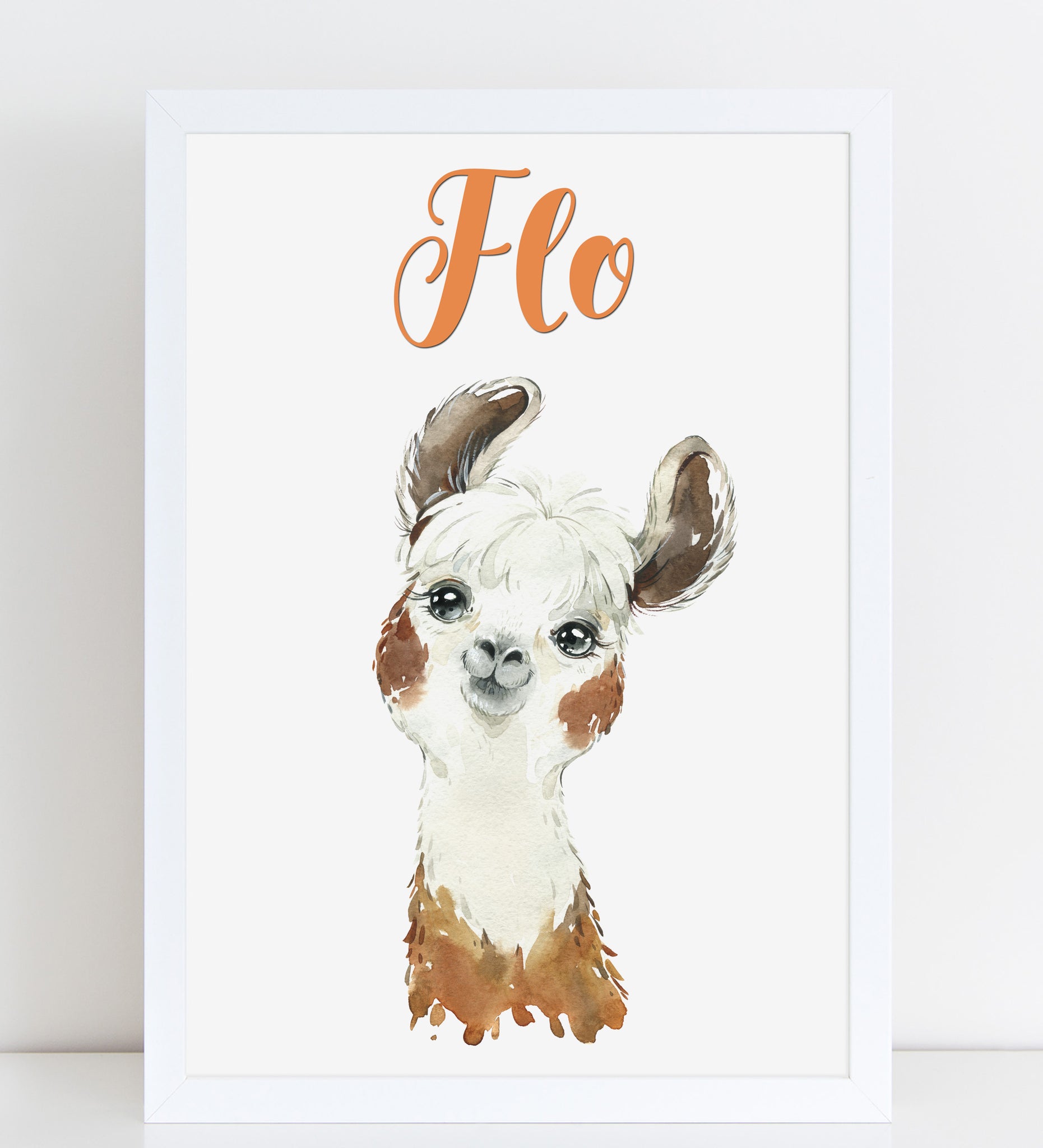 Brown and White Llama Print, Cute Personalised Animal Print for Kids