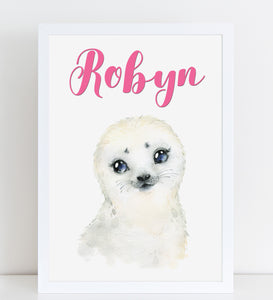 Baby Seal Print, Cute Personalised Animal Print for Kids