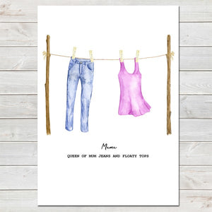 Mother's Day Washing Line Print Unique Personalised Wall Art Gift For Her